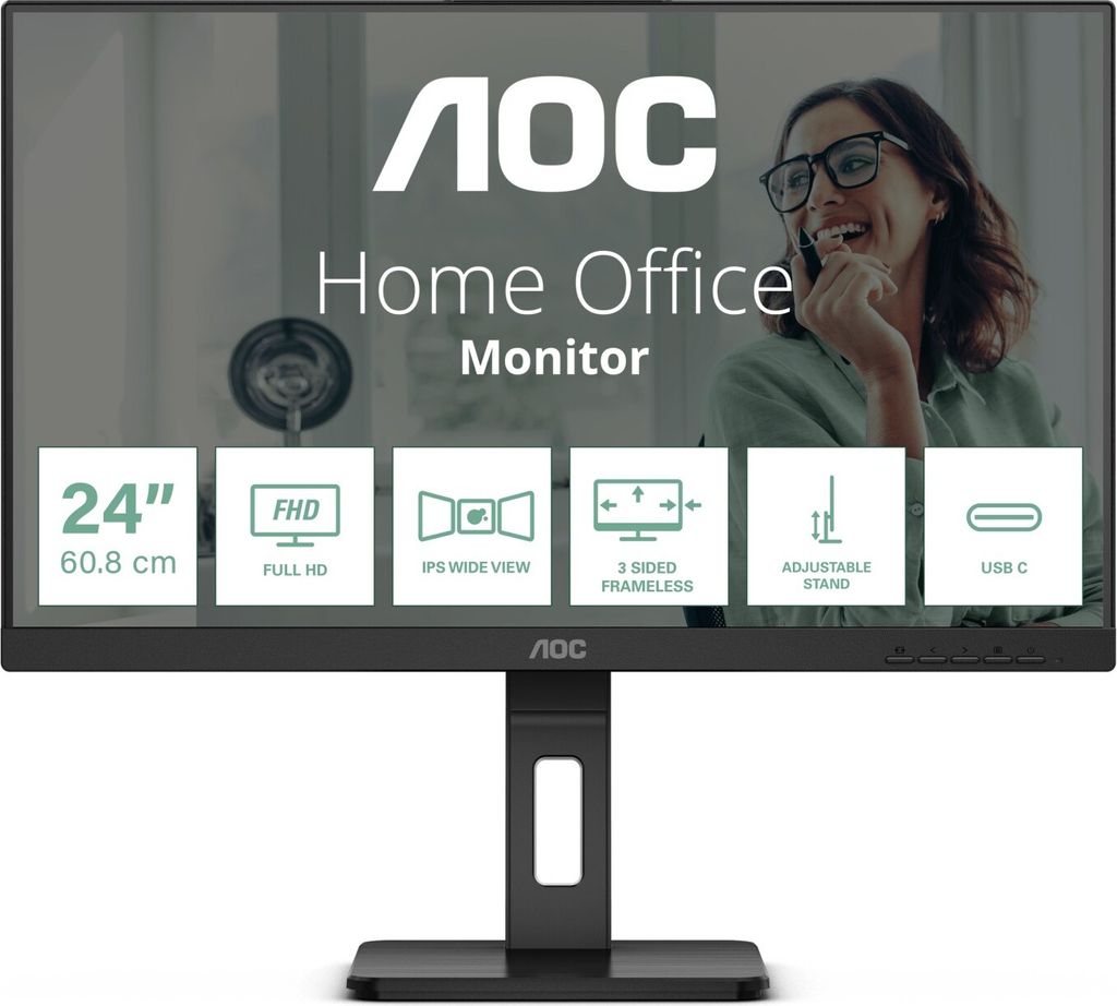AOC 60,5cm (23,8") 24P3CW    16:09 HDMI+DP+USB-C IPS WebCam Zdjęcie produktu 16