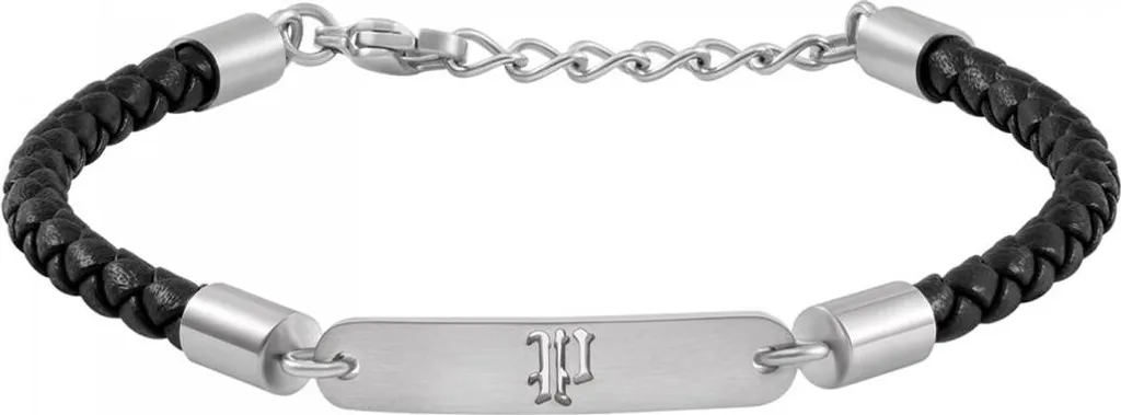 Bracelet Police PEAGB0079301 Double Rang Cuir et Acier Magnétique