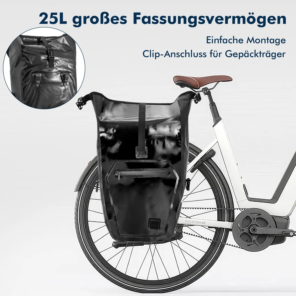 Sacoche de vélo pour vélotaf et courses étanche grand format noire - 3