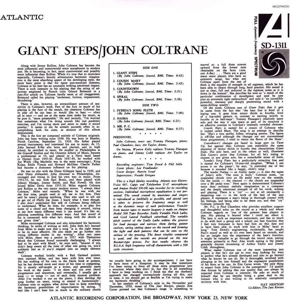 Vinyle John Coltrane Giant Steps Mono Remaster : Le Son Jazz sans Bruit