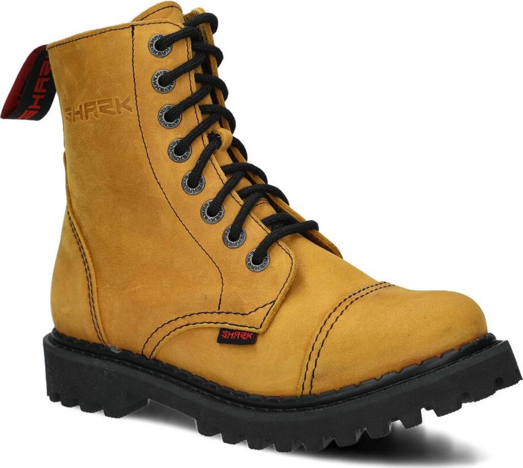 NAGABA Stiefel Damen Herren Springerstiefel 8-Loch - Leder - Gelb - 42