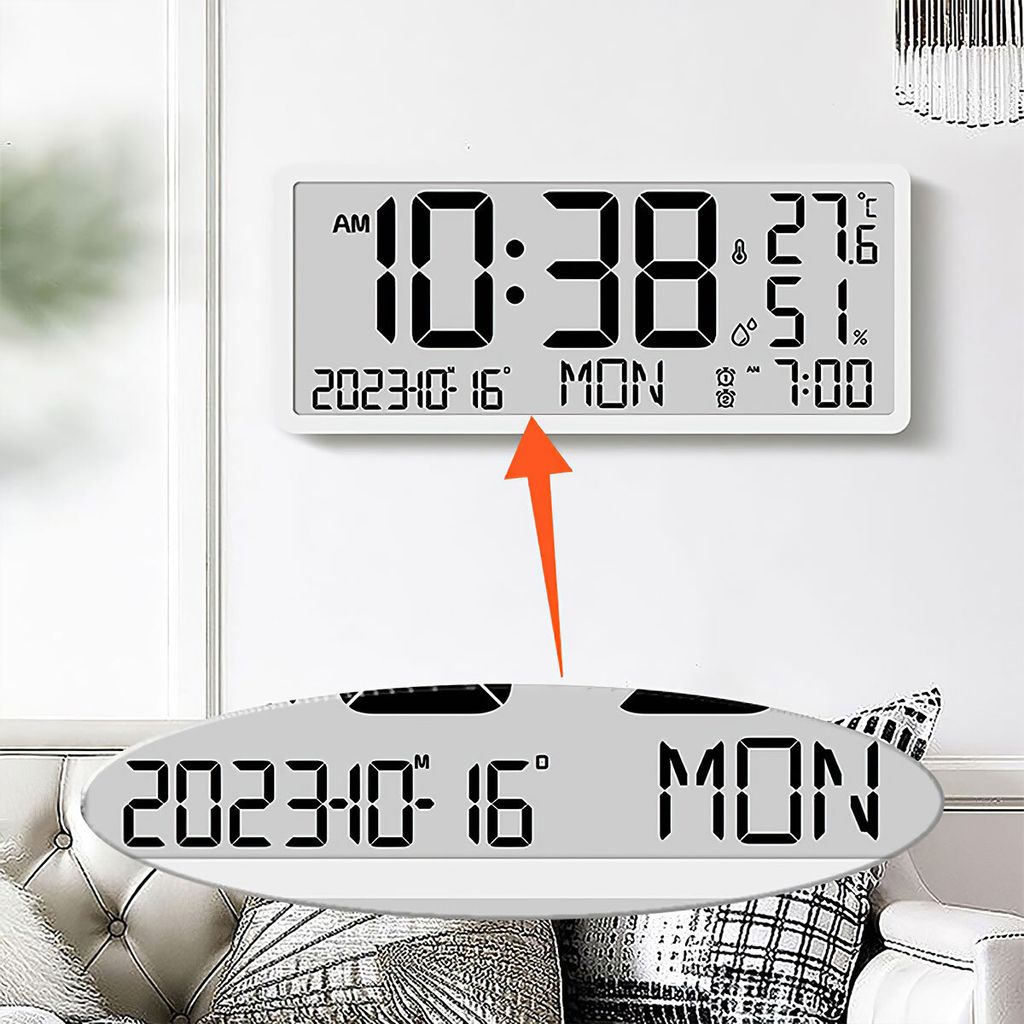 Wanduhr LCD Wanduhr,Multifunktionale Großbild Uhr mit Produktbild 4