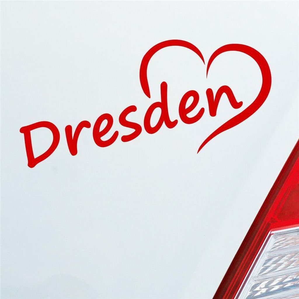 Auto Aufkleber Dresden Herz Stadt City Liebe Love Heimat 18x8 cm Rot Sticker Heckscheibenaufkleber