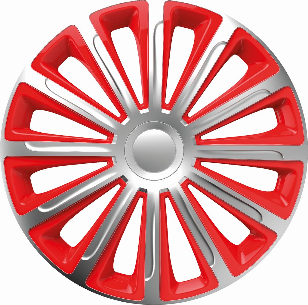 Z480843 Radkappen Radzierblenden SATZ (4Stück) 13 Zoll Trend silber-rot
