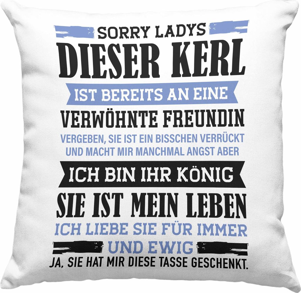 Trendation - Geschenk für Freund von Freundin Deko-Kissen mit Füllung 40x40 Lustig Geburtstag Weihnachten Lustig Stolzer Freund Sorry Ladys (Rosa)