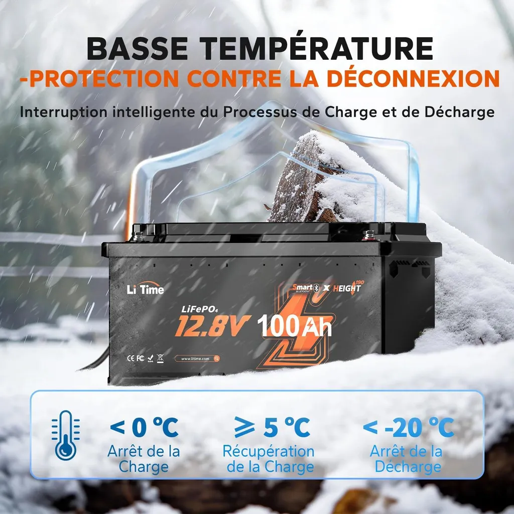 Accumulateur Lithium 12V 100Ah LiFePO4 H190 avec Bluetooth Intégré - 3