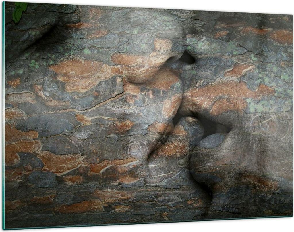 Bilder auf glas - Frau Mann Kuss Abstraktion - 120x80cm - Glasbilder - Wandbilder - Kunstdruck - zum Aufhängen bereit - Wanddekoration aus Glas - ...