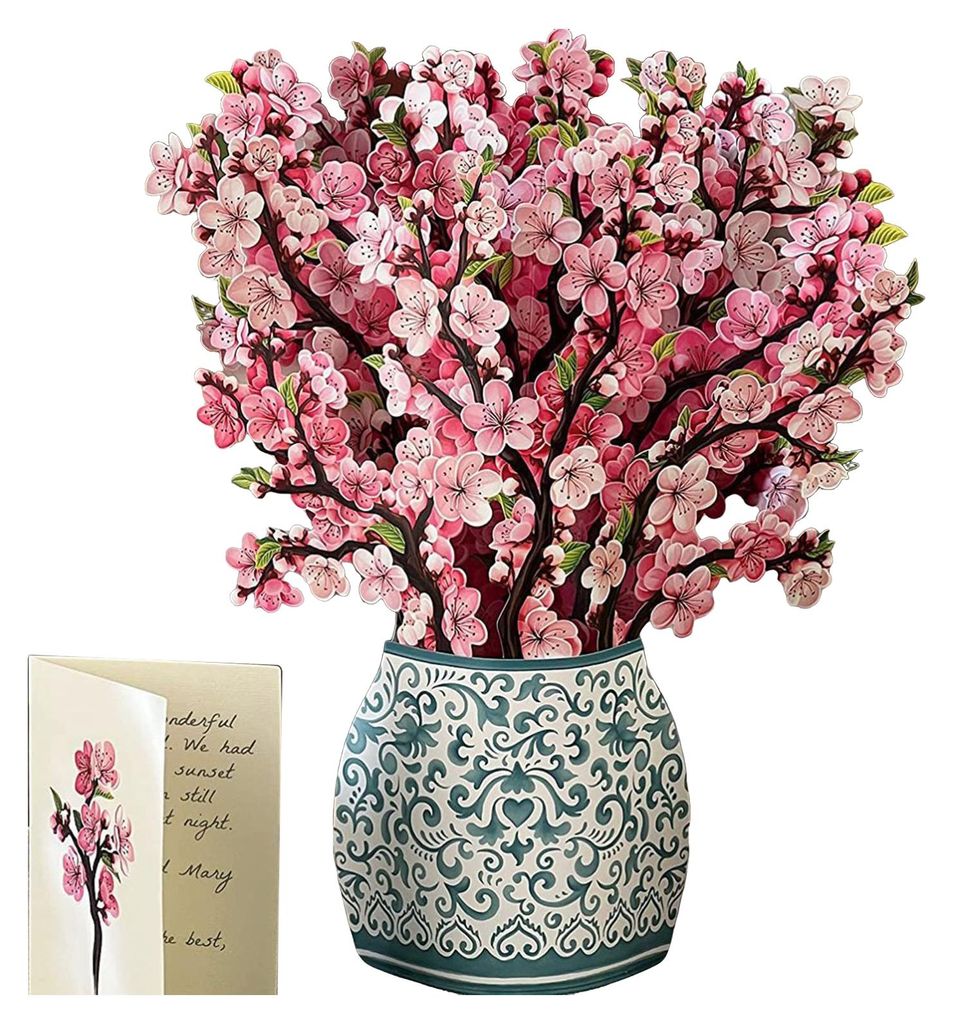 3D-Blumenstrauß-Pop-up-Karte in Lebensgröße mit Rosen-, Dahlie-, Tulpen-, Hortensien- und Nelkenstrauß – Grußkarte für Frauen, Mütter, Ehe...