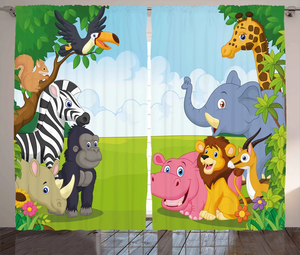 Rideau Décoratif pour Chambre Enfant et Salle de Jeux Motif Grand Gibier