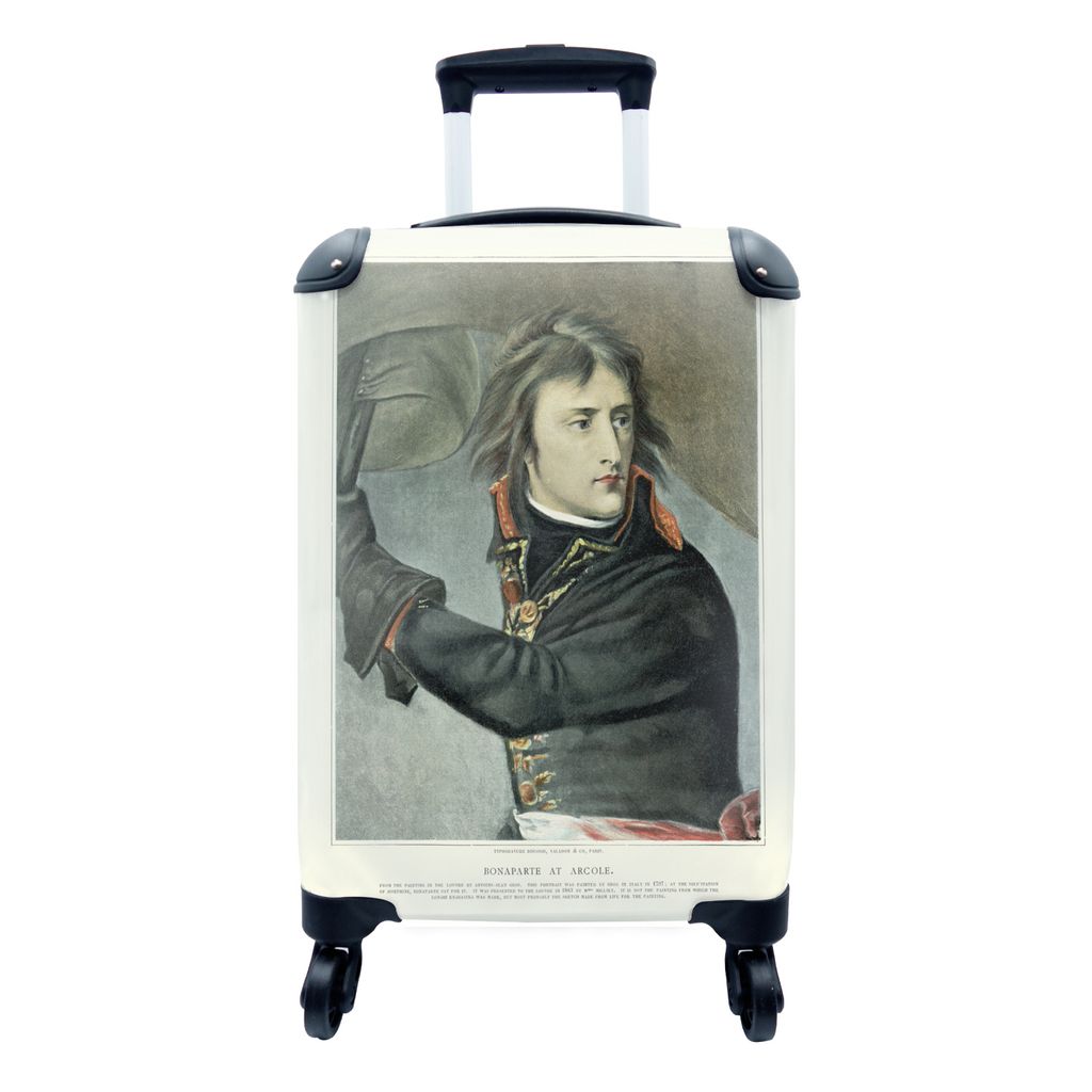 MuchoWow Koffer Handgepäck Trolley Rollkoffer Kleine Reisekoffer mit 4 Rollen - Illustration von Napoleon Bonaparte vor einem dunklen Hintergrun...