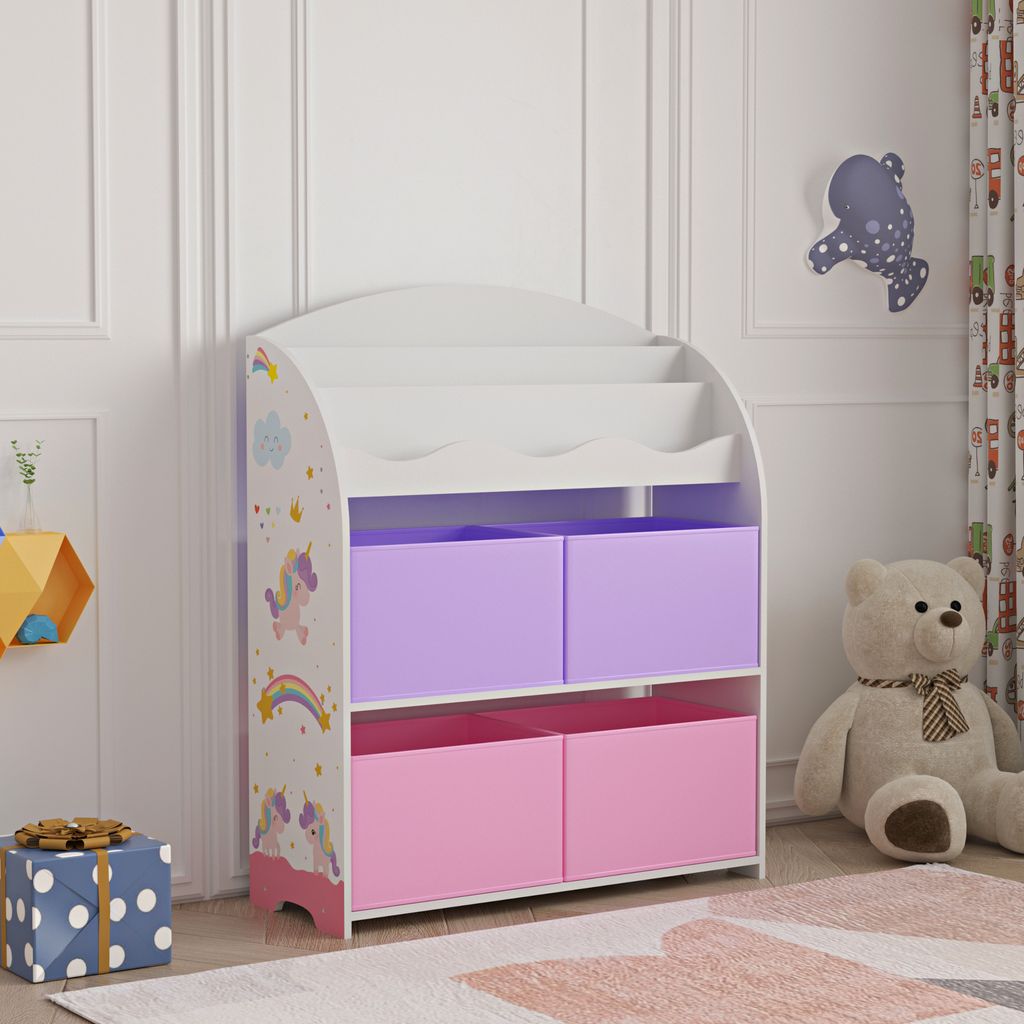 Scaffale per bambini 'Orust' con 4 contenitori con motivo a Immagine del prodotto 