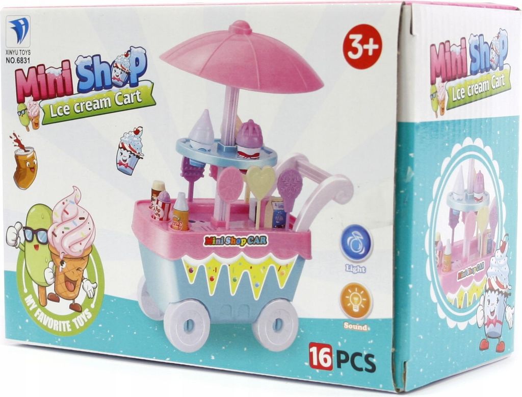 Eiswagen Spielzeug mit Musik & Licht - Mobiler Süßigkeiten Shop Rollenspiel Set