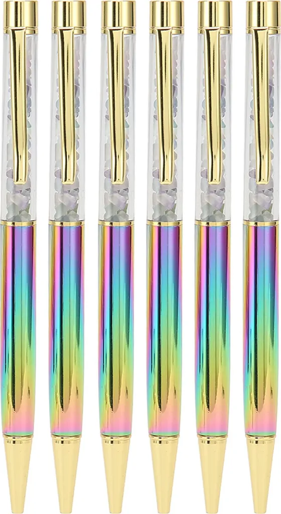 Regalo Donna Elegante: Set 6 Penne Biro con Cristalli Ricaricabili