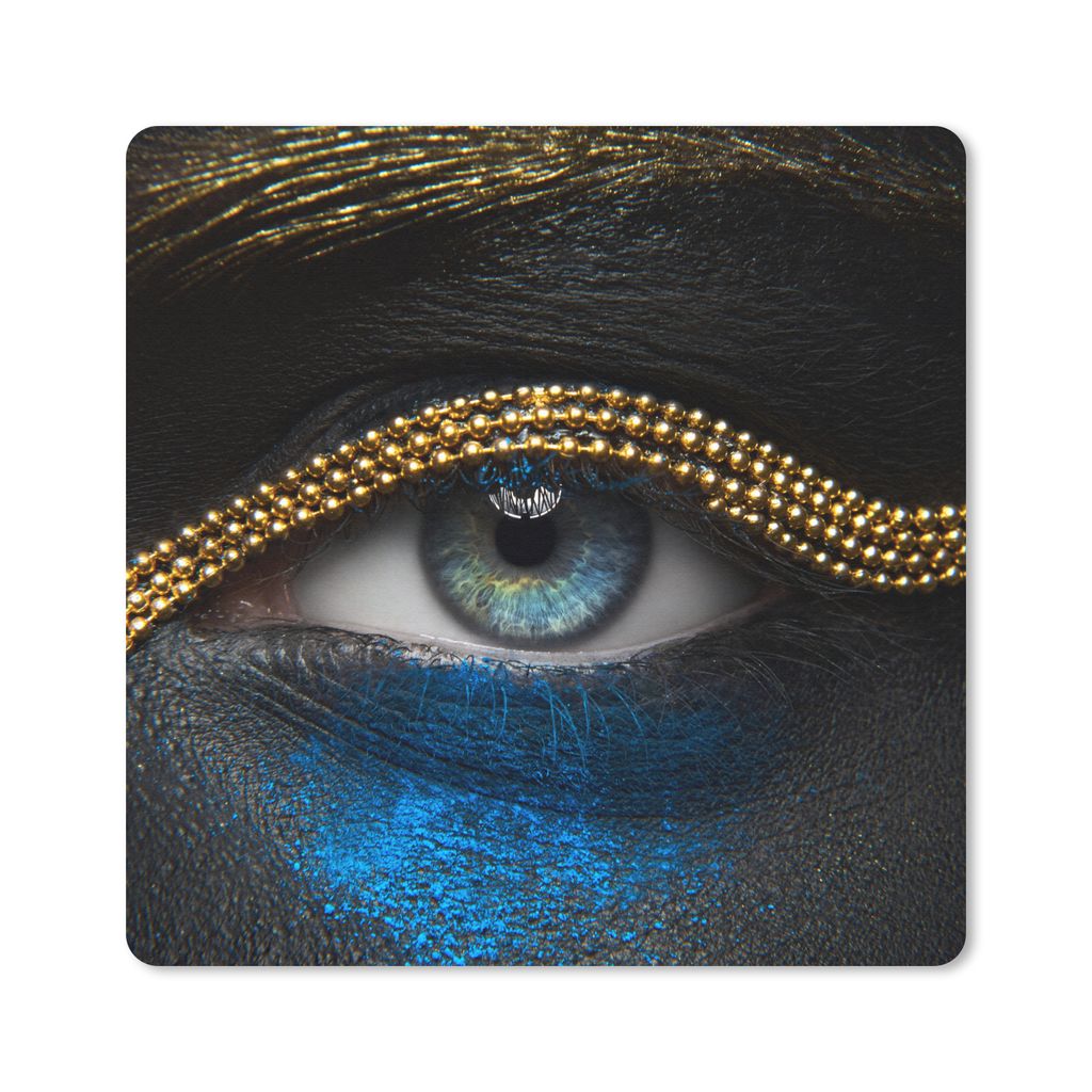 MuchoWow Mauspad Mousepad Frau - Augen - Make-up - Luxus - Gold 30x30 cm - Mousepads - Maus Mat - Pad - Mausunterlage - Gaming