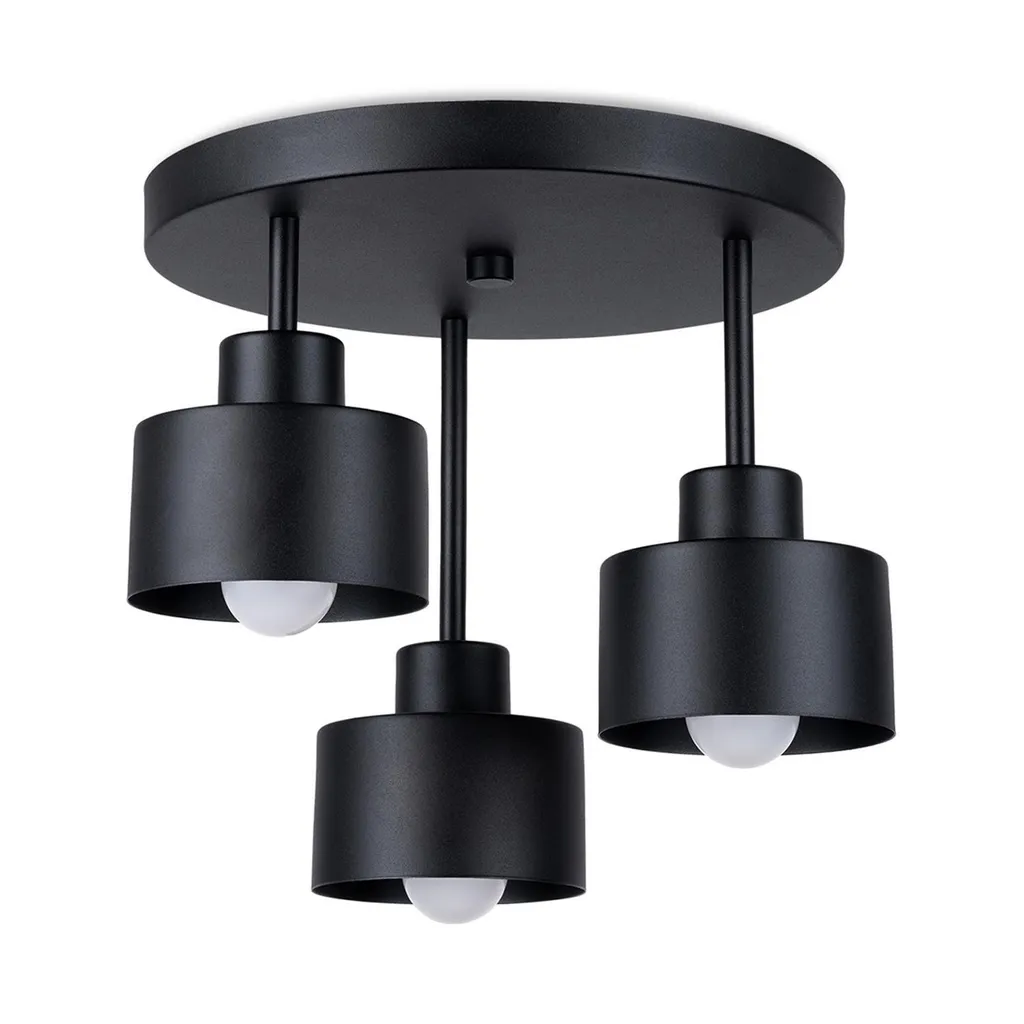Sollux SAVAR 3 Plafoniera Nera 32x32cm - Illuminazione Acciaio E27