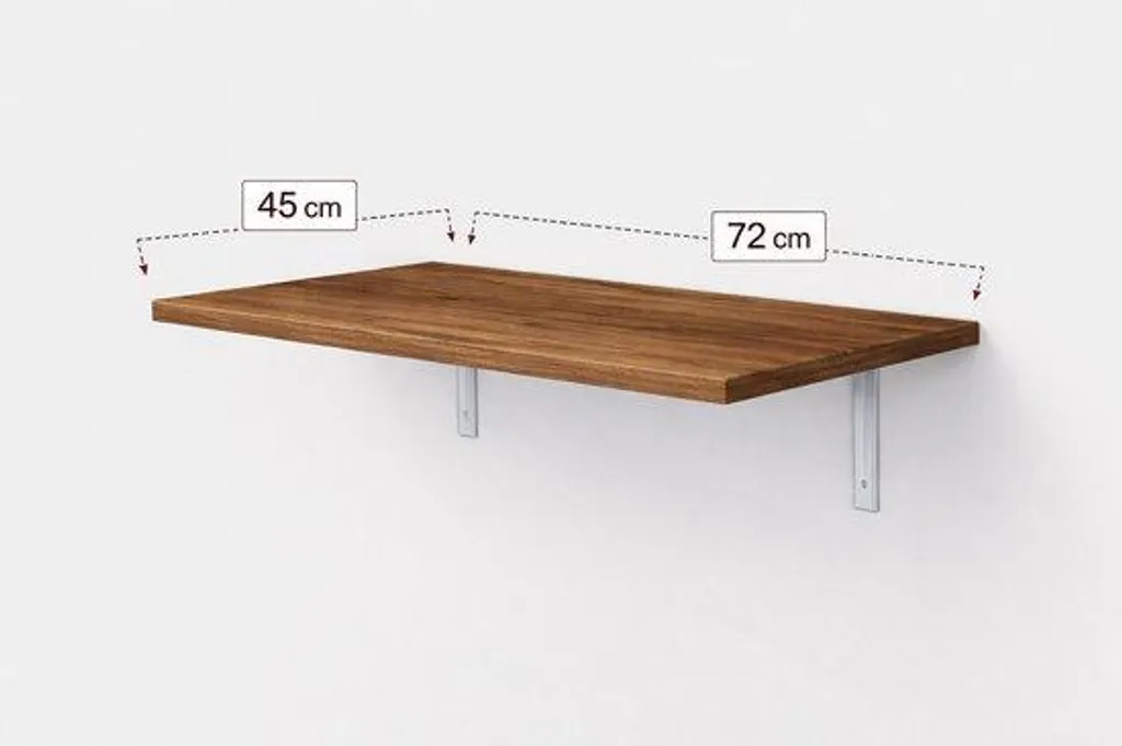 Table murale suspendue Nestly aspect noyer 72x45 cm support robuste
