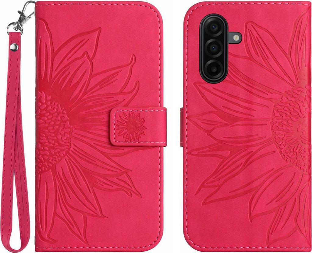 Samsung Galaxy A57 Hülle - Coverup Sonnenblume Klapphülle mit Schlüsselband - Pink
