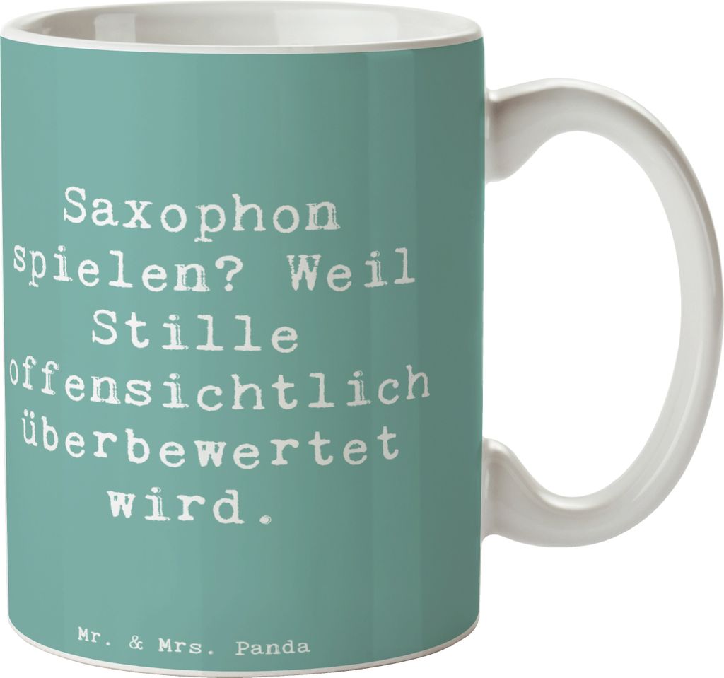 Mr. & Mrs. Panda Pott Spruch Saxophon Leidenschaft - Meeresbrise - Geschenk, Trinkbecher, Melodie, Klang, Instrument lernen, Henkelpott, Teepott, K...