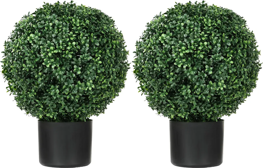Décoration Jardin et Salon : Lot de 2 Buis Artificiels en Pot 52 cm