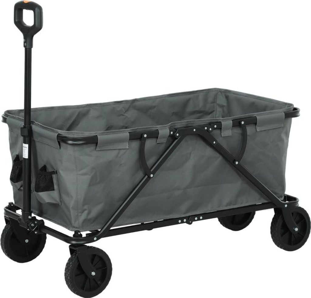 Gartenwagen 120 kg belastbar, klappbar Transportwagen mit herausnehmbare Plane 160 Liter Dunkelgrau
