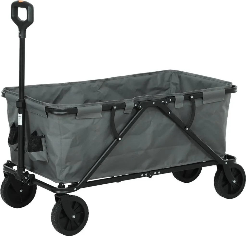Fortuna Lai Chariot de Jardin Pliable 120kg avec Bâche 160L Gris Foncé