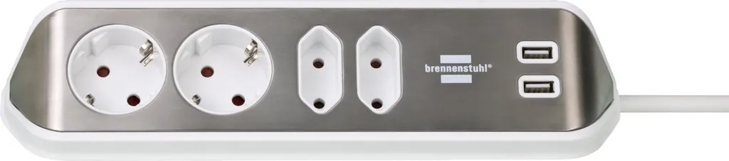 Brennenstuhl Estilo Ciabatta Elettrica Angolare 4 Posti Bianca 2m