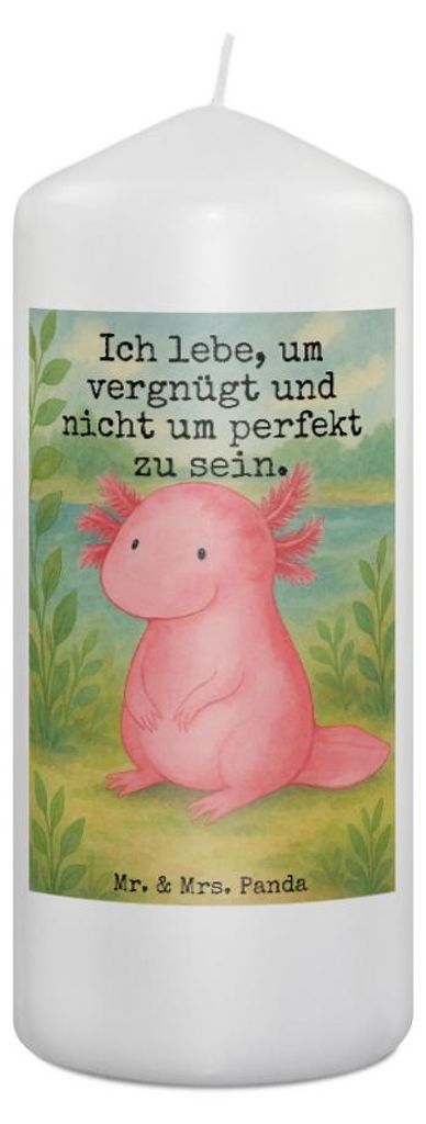 Mr. & Mrs. Panda Kerze Axolotl Niedlich Design 19 x 8 cm - Weiß - Geschenk, Fröhlich, Erinnerungslicht, Freundin, Lebensweisheit, Liebe, Weisheit...