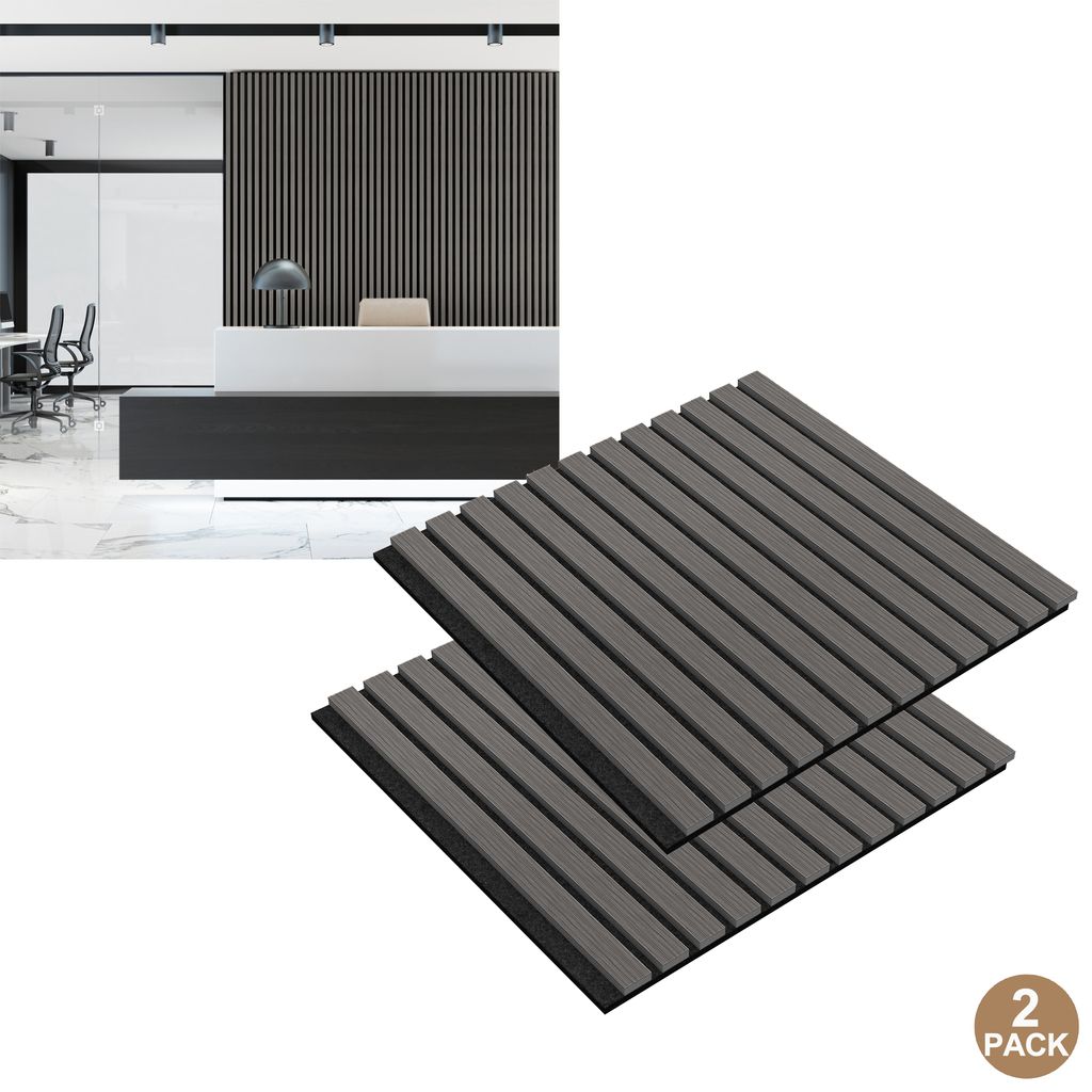 LZQ Akustikpaneele 2er-Set Holz-Furnier Akustische Wandpaneele 60 x 60 cm Wandverkleidung Zuschneidbare Lamellenverkleidung Holz-Akustikplatten fü...
