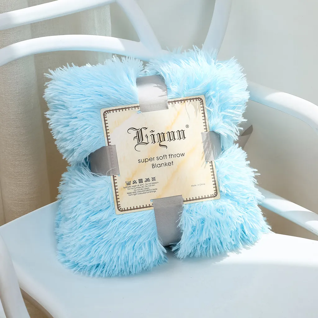 Coperta Peluche Blu 130x160cm | Flanella Invernale Alta Densità Soggiorno