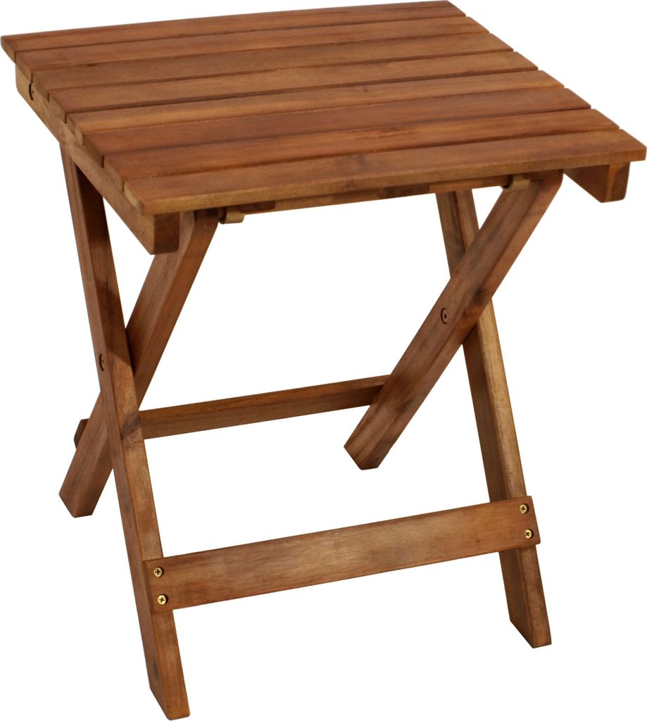 DEGAMO Beistelltisch Gartentisch Kaffeetsich MONTERIA 38x43cm, Akazie geölt, Höhe 43,5cm, klappbar