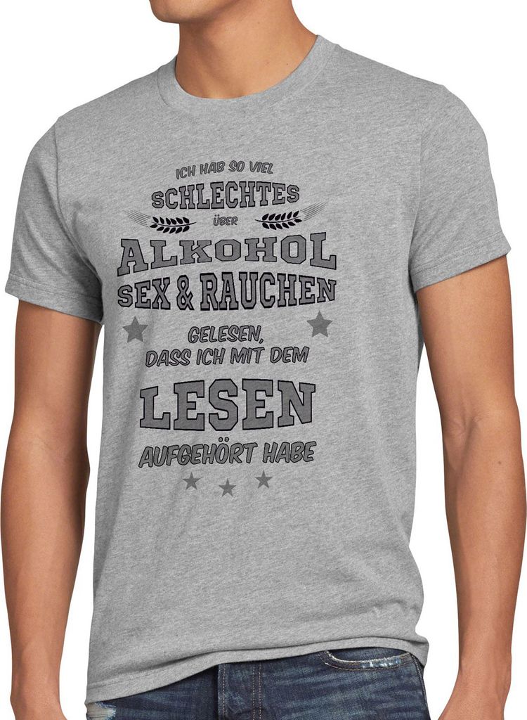 style3 Ich hab so viel schlechtes über Alkohol Rauchen gelesen... Herren T-Shirt Spruch Fun Funshirt Shirt