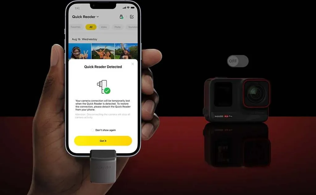 Lecteur de mémoire Insta360 Ace Pro et Ace Pro 2 pour transfert rapide