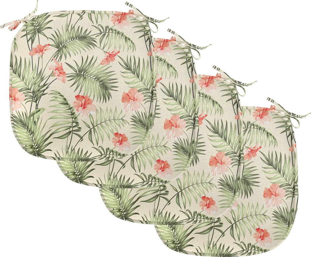 ABAKUHAUS Set 4 Cuscini Sedia 40cm x 40cm Impermeabili Aloha