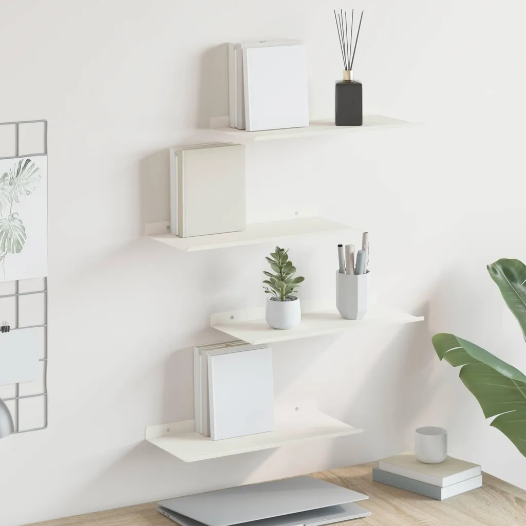 Étagère Murale en Acier Blanc 40 cm - Set de 4 Tablettes de Rangement Chic - 3
