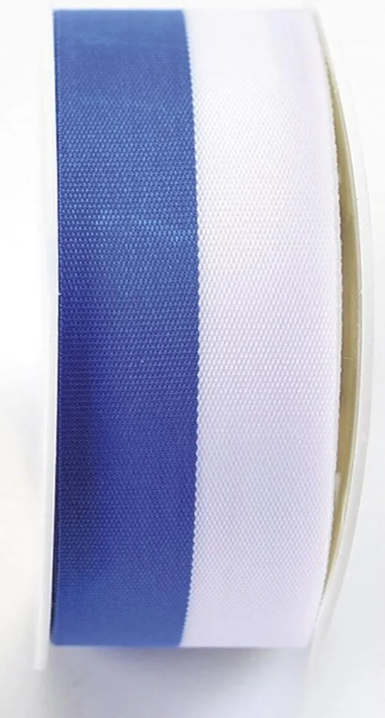 Ruban pour décoration de table et mariage bleu blanc en acétate 15mm 25m