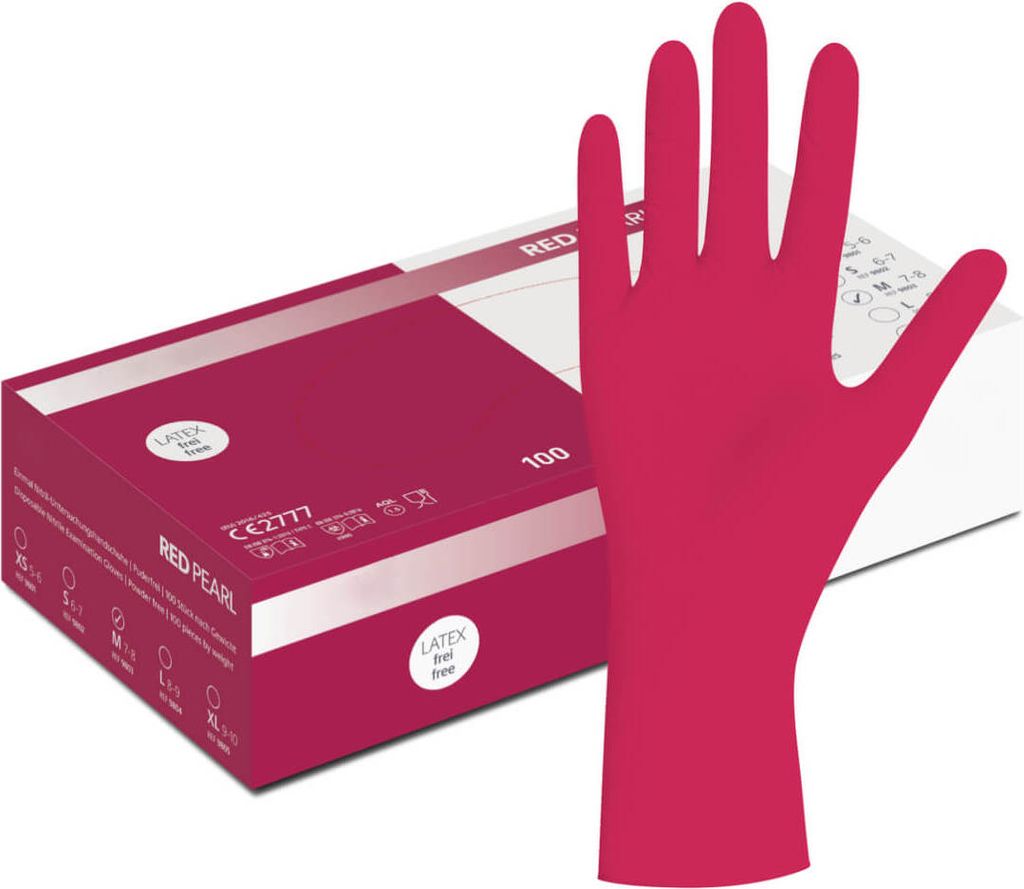 Nitrilhandschuhe Rot Gr. S | 100 Stück | Latexfreie Einweghandschuhe, Gummihandschuhe in Spenderbox | Koch-/Küchen-Handschuhe & Lebensmittelecht