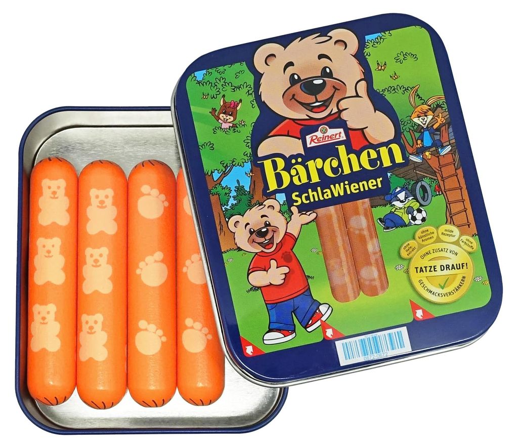 TANNER - Der kleine Kaufmann – Bärchen Holz-SchlaWiener in Metalldose 0620.9