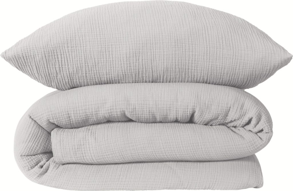 Schiesser Bettwäscheset Molly - Musselin - 2-teilig - 135 x 200 cm - Hellgrau