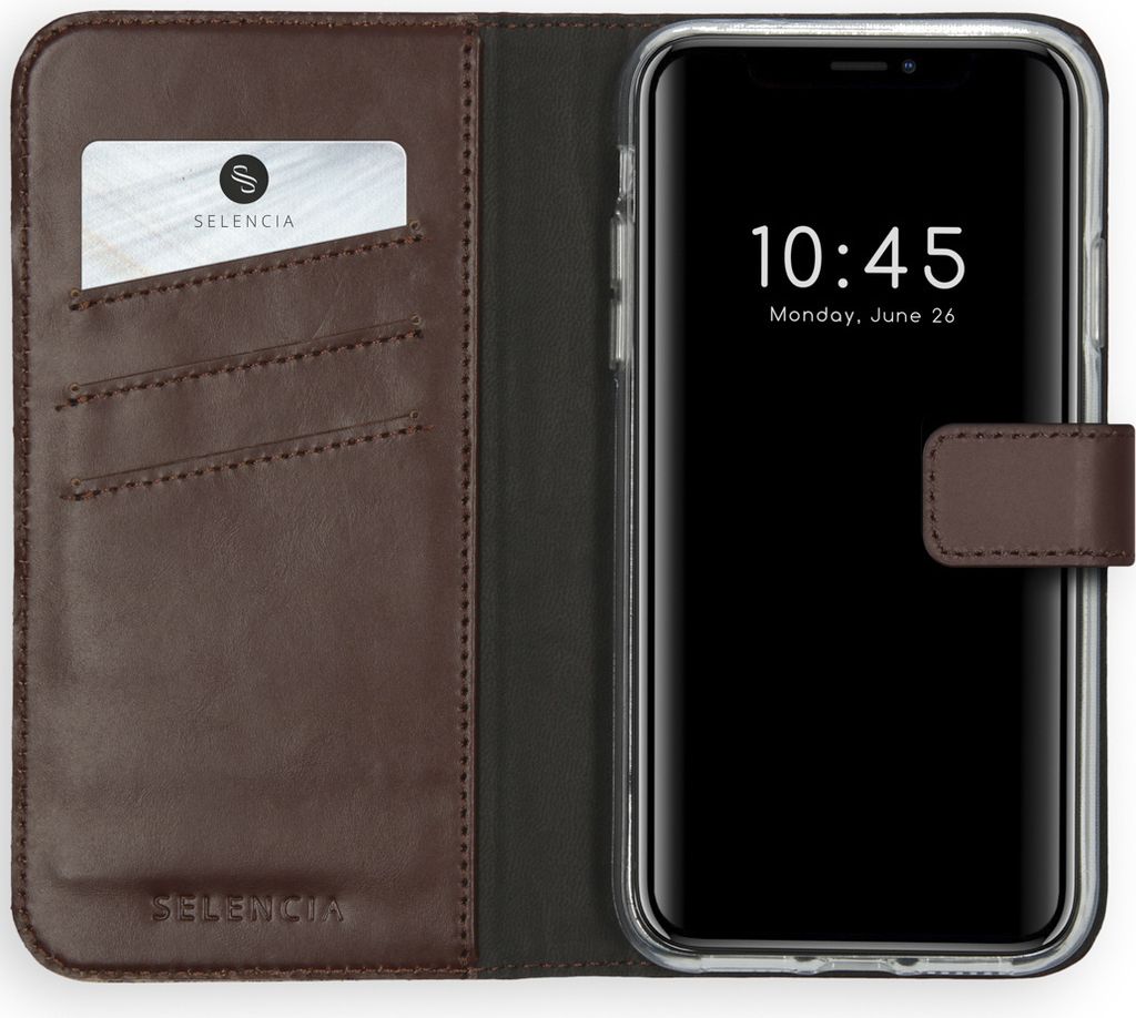 Selencia Echtleder Klapphülle iPhone X / Xs - Braun