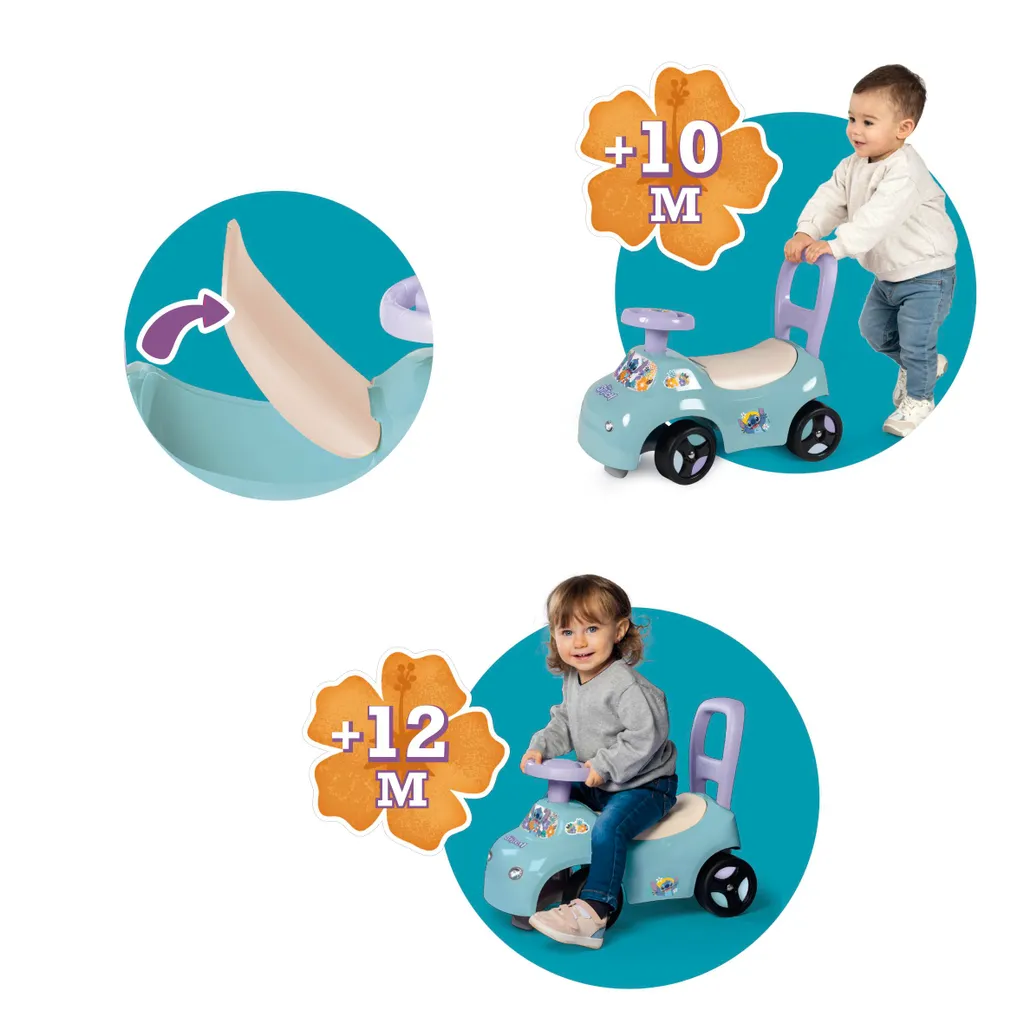 Smoby Stitch Trotteur 2-en-1 - Véhicule Stable Dès 10 Mois