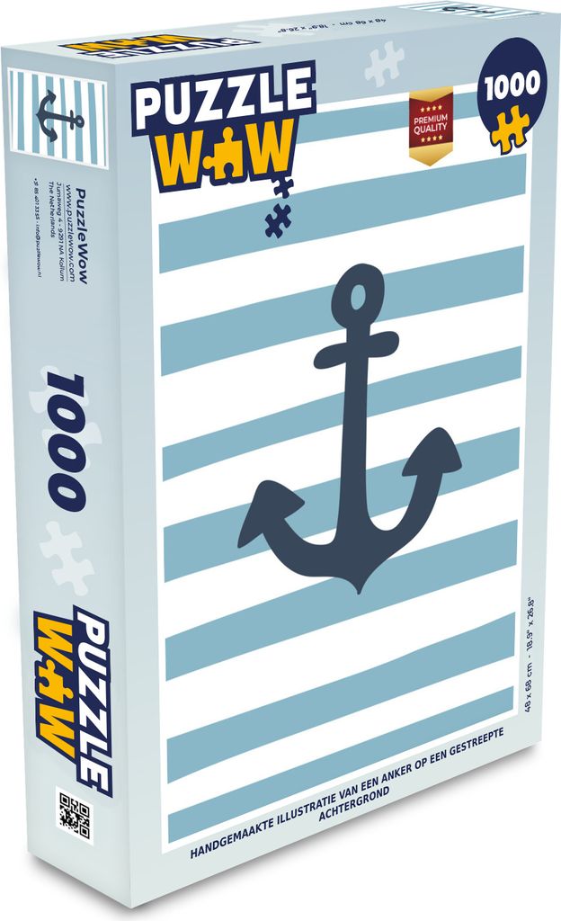 MuchoWow Puzzle 1000 Teile Anker - Illustration - Streifen - Kinder - Kind - Spielzeug - Alt und Jung - Spiele - Puzzeln