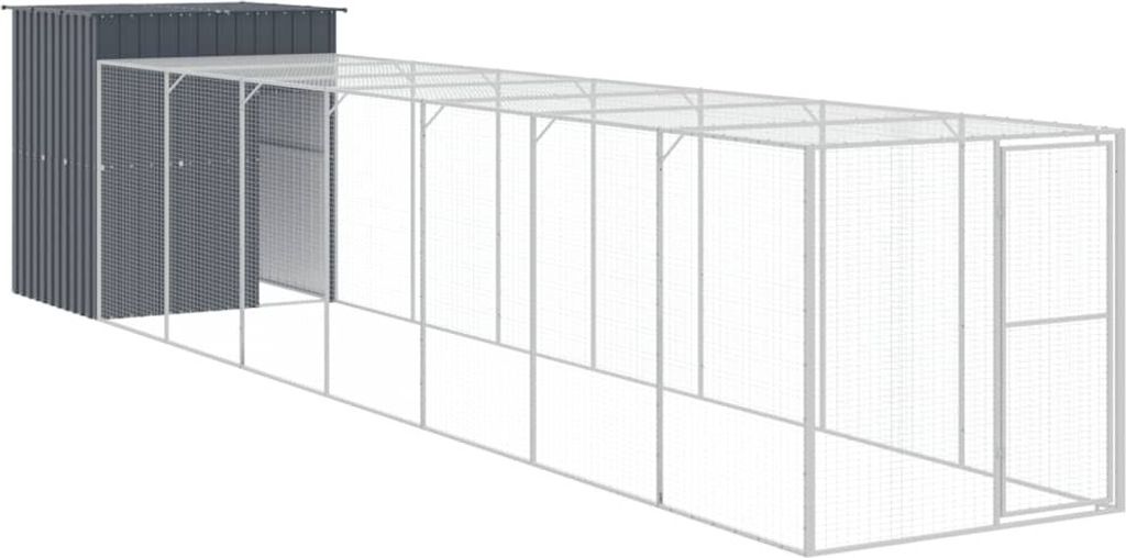 Hühnerkäfig mit Auslauf Anthrazit 165x863x181 cm Stahl Verzinkt