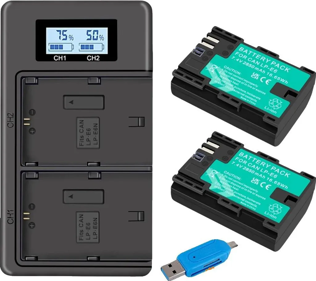 Batterie LP-E6 Lithium-Ion pour Reflex Numérique avec Chargeur Double