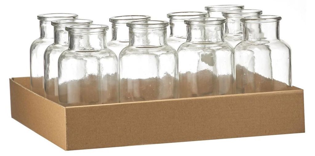 Skipp transparente Glasvase in Flaschenform 16 cm hoch 8 cm Durchmesser