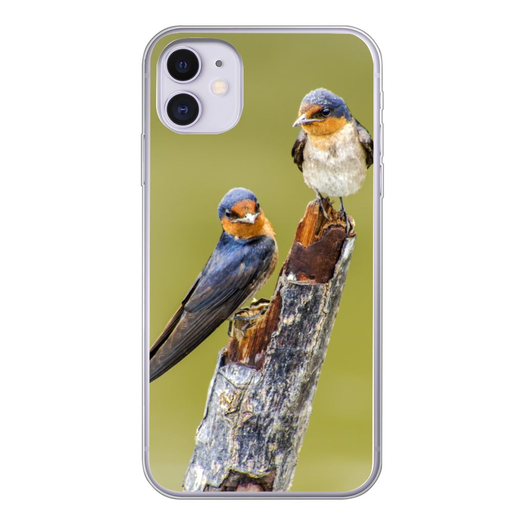 MuchoWow Handyhülle Schutzhülle Hülle für iPhone 11 Vögel - Zweig - Porträt Silikon Softcase Handy Hülle - Handytasche