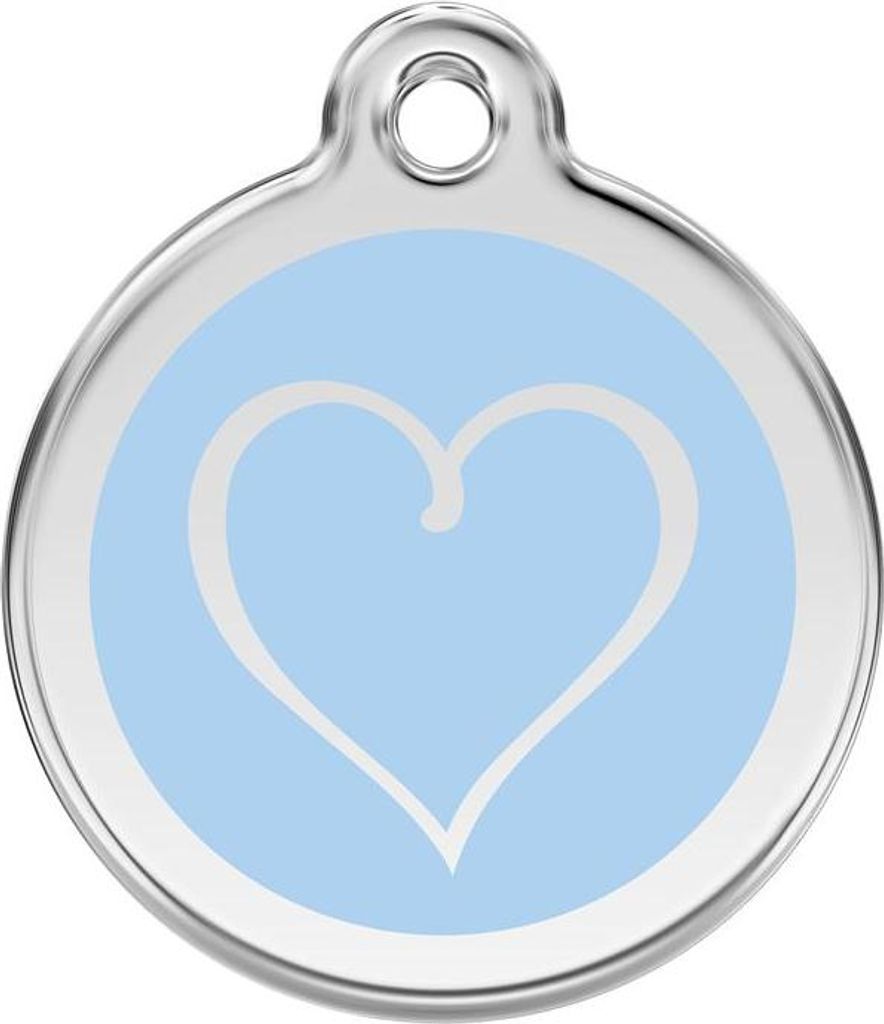 Tribal Heart Light Blue Edelstahl Hundemarke klein/klein Ø. 2 cm - Reddingo