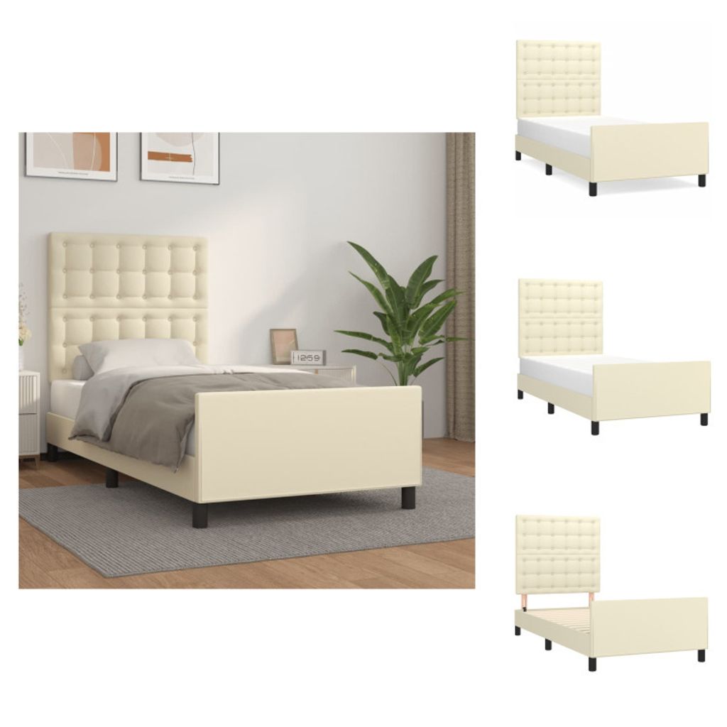 vidaXL Bettgestell mit Kopfteil Creme 80x200 cm Kunstleder - Betten & Bettgestelle
