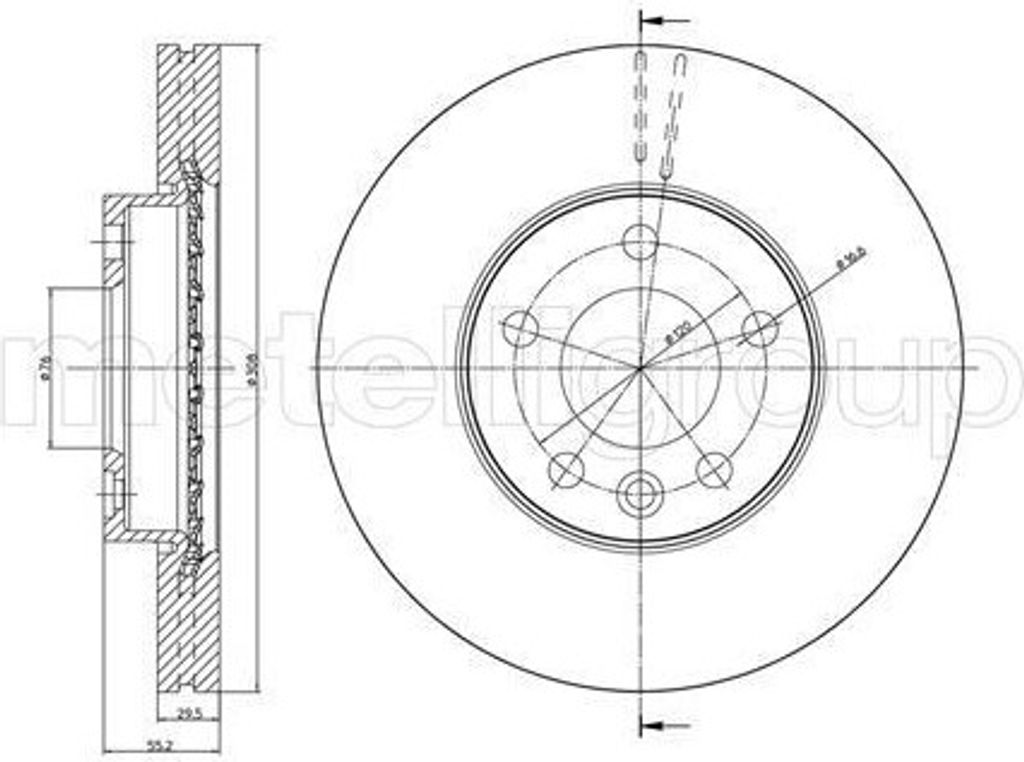2x METELLI Bremsscheibe 23-0773C für VW Touareg (7LA 7L6 7L7) 55 5mm 307 5mm