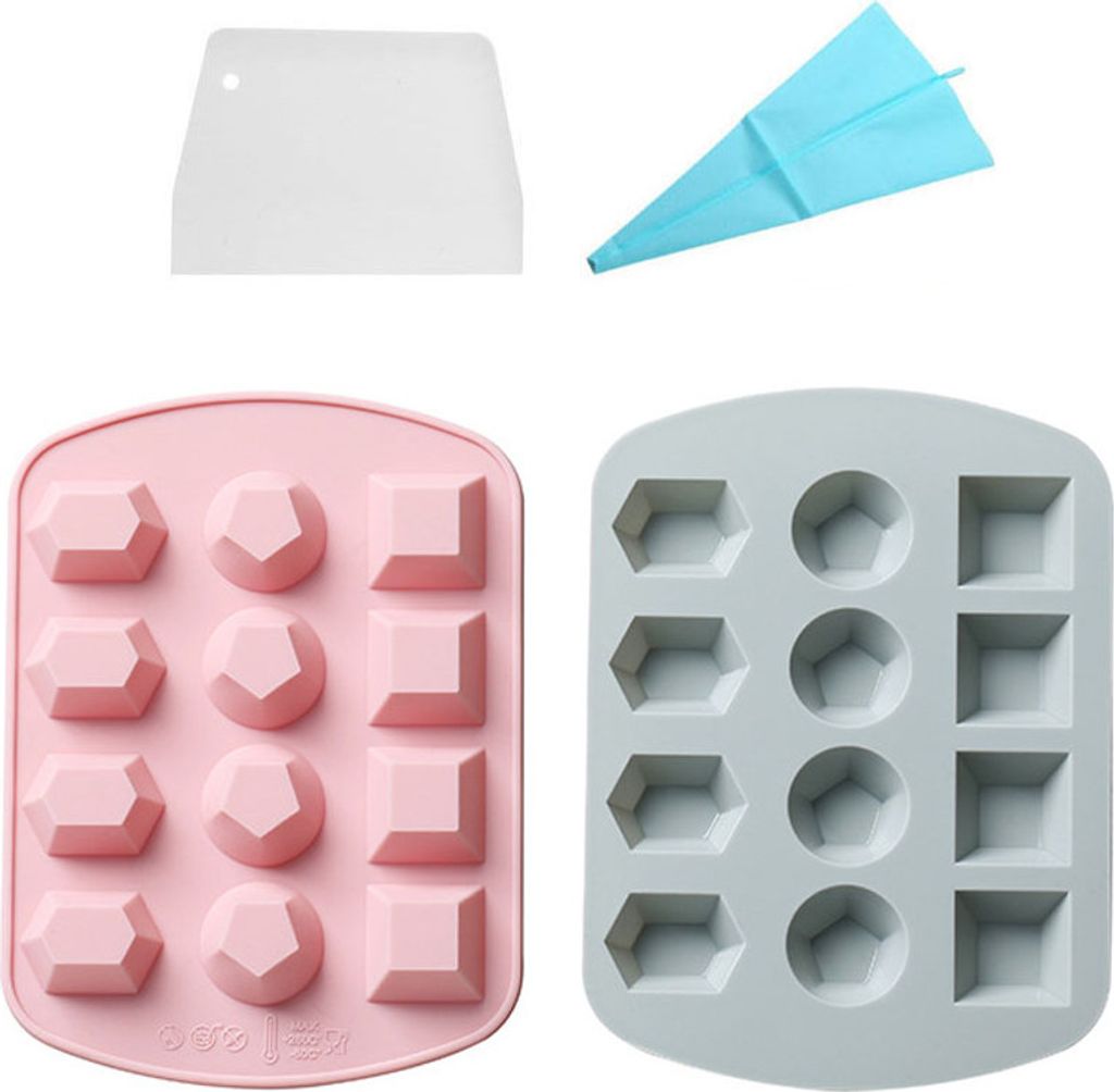 2er-Pack Silikon-Edelstein-Formen Für Süßigkeiten, Diamantwürfelform Mit 12 Mulden Für Die Herstellung Von Gelee, Süßigkeiten, Schokolade, K...