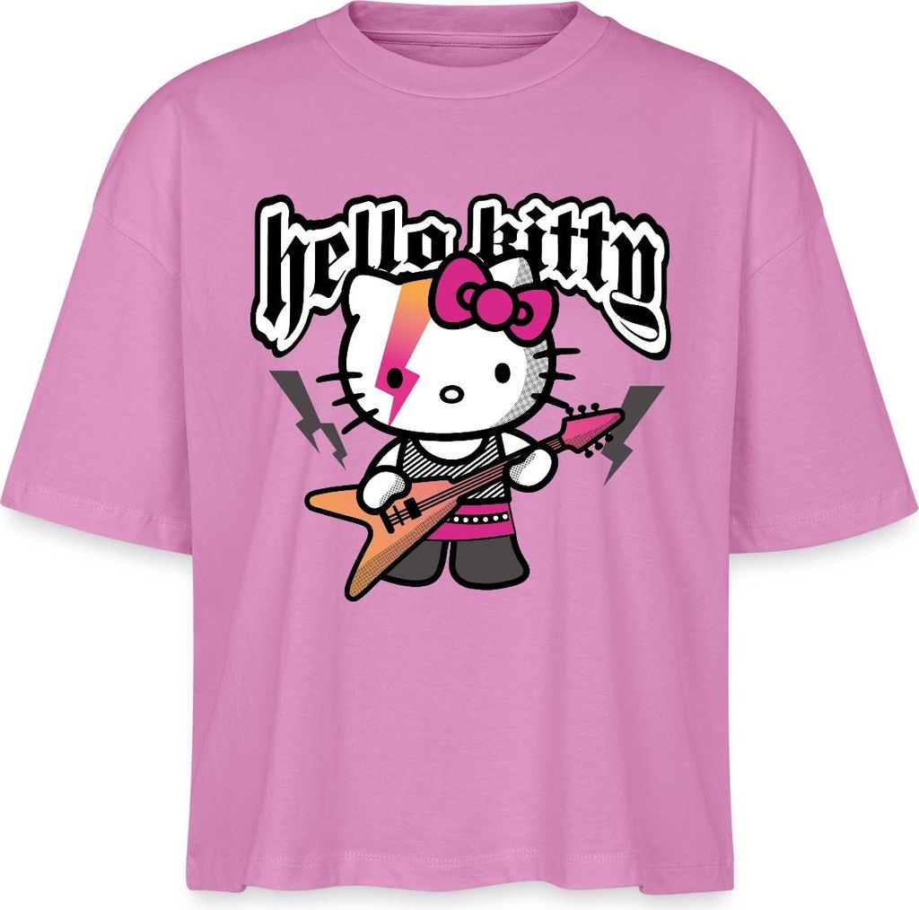 Spreadshirt Hello Kitty E-Gitarre Rock Style Boxy Shirt Damen, M, Pink